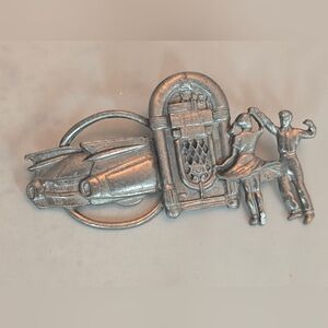 Vintage Jukebox Car Dancing Couple Brooch Pin Rockabilly Diner Jewelry